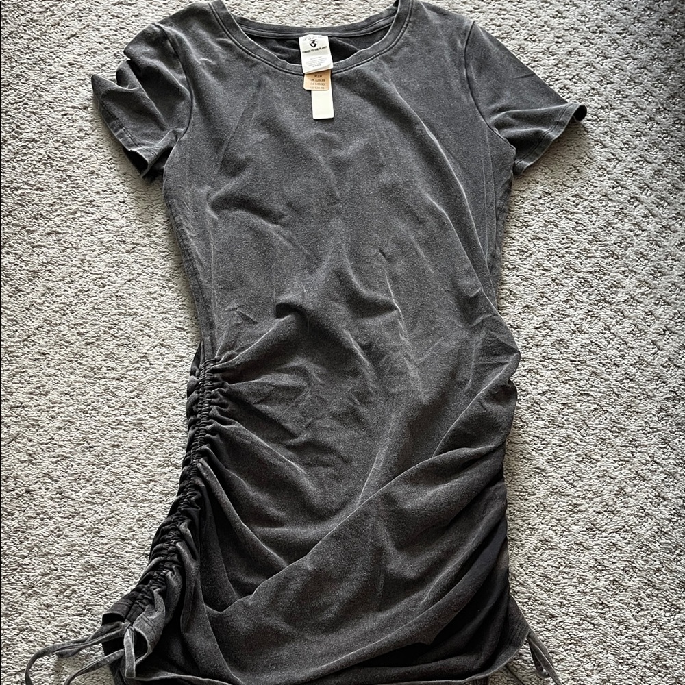 New Pink by Victoria Secret Black Gray Ruched tee shirt Dress medium